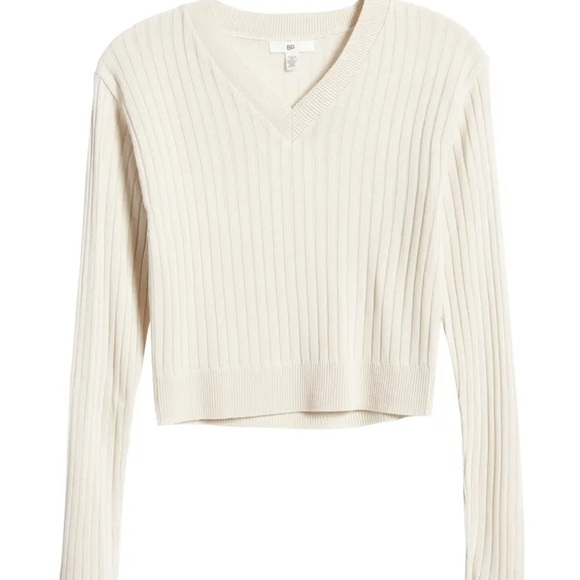 BP. Reagan Rib V-Neck Crop Ivory Sweater, Size XS, NWT - Picture 6 of 11